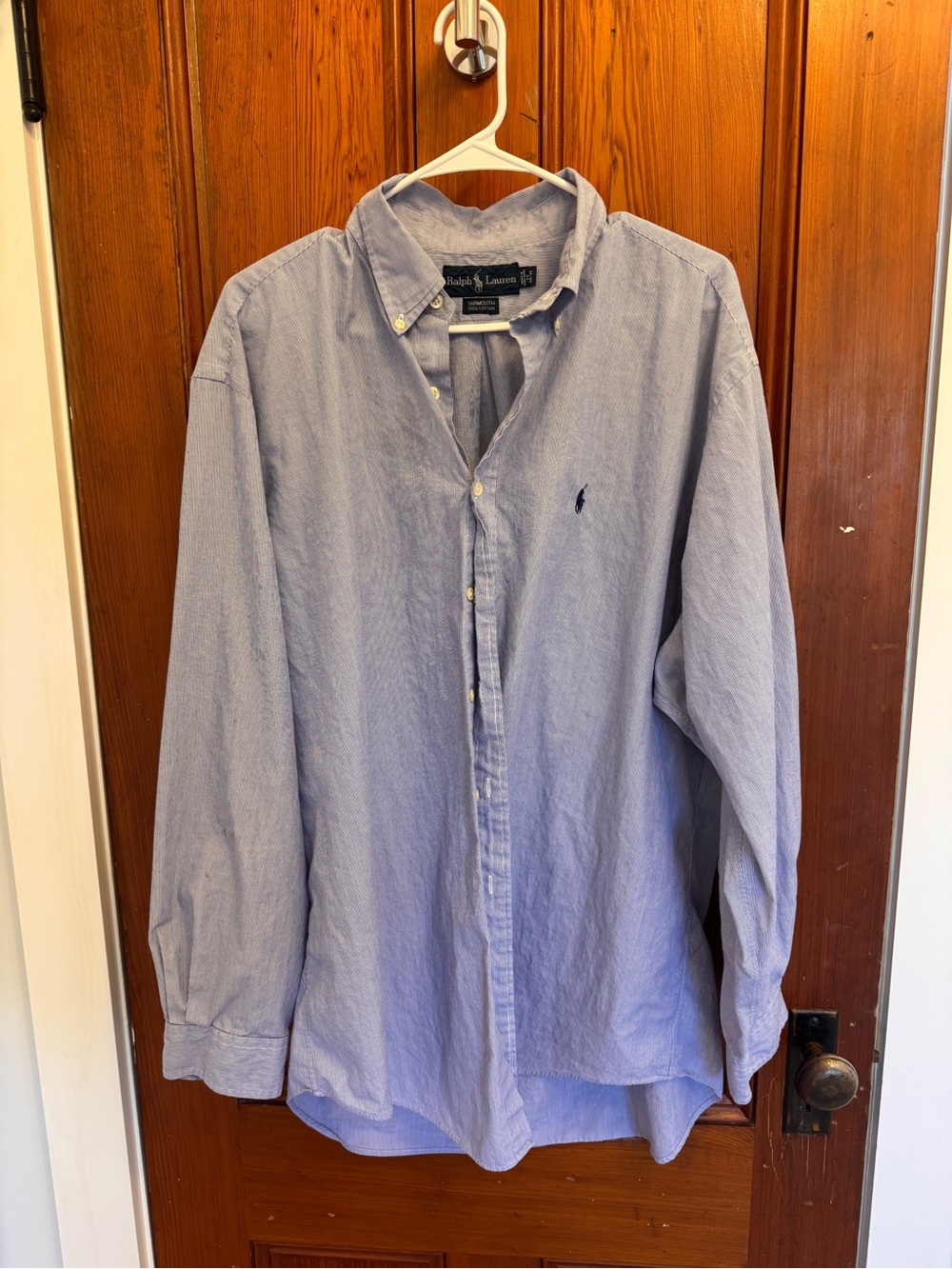 Ralph Lauren "yarmouth" blue and white striped button down. Size 17 34/35
